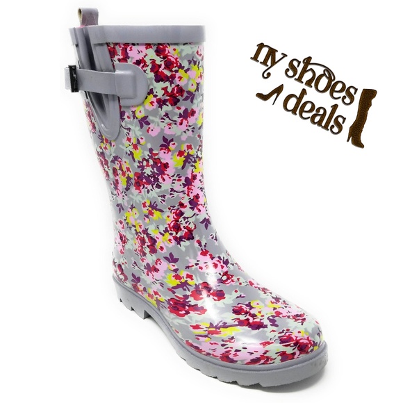 Forever Young Shoes - Women Mid-Calf 11" Bloom Rubber Rainboots RB6041